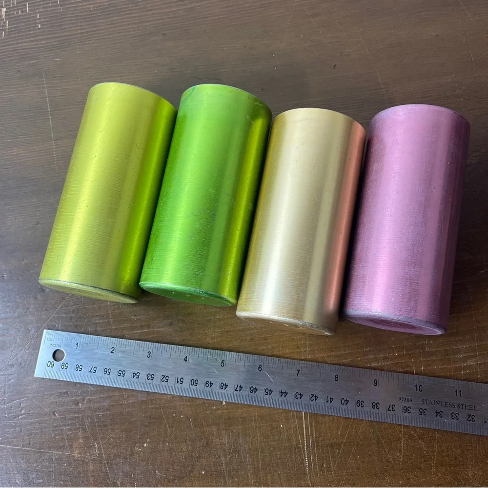 Colorful Metallic aluminum 1950s vintage cup Set